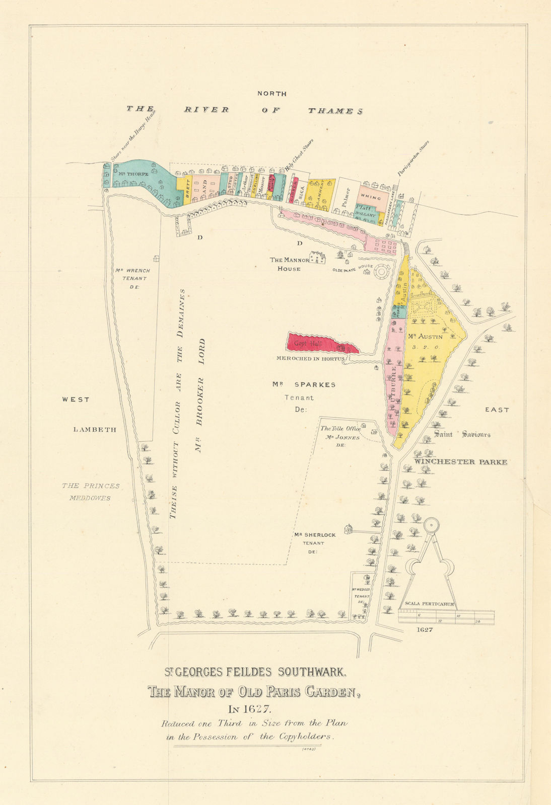 St. Georges Feildes Southwark. Manor of Old Paris Garden in 1627 (1881) map
