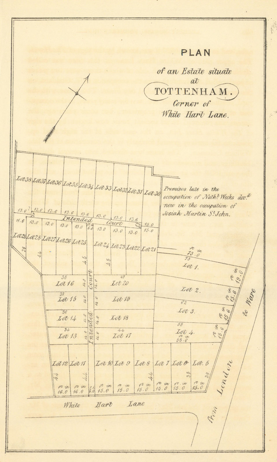 An Estate situated at Tottenham. Corner of White Hart Lane & High Road 1840 map