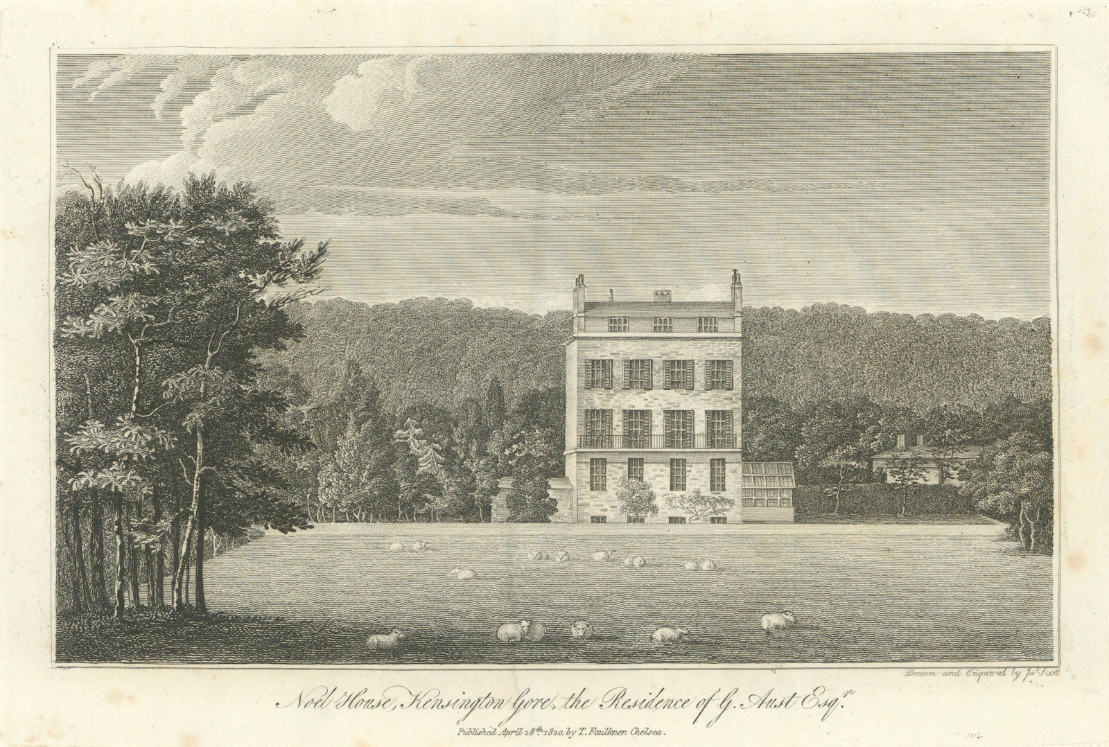 Associate Product Noel House, Kensington Gore by Thomas Faulkner. Redeveloped 1861. 1820 print