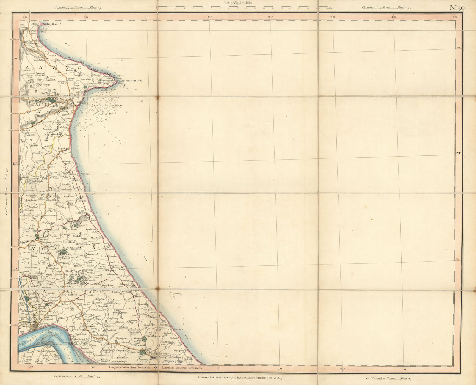 Associate Product HOLDERNESS COAST & BRIDLINGTON BAY. Flamborough Head. Yorkshire. CARY 1832 map
