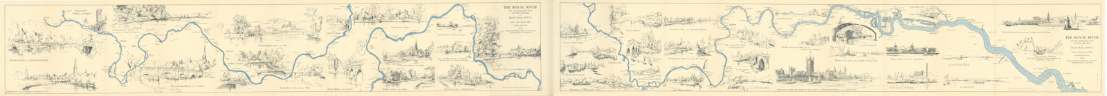 Associate Product The Royal River - An illustrated map of the Thames by Maude Parker 220x20cm 1937