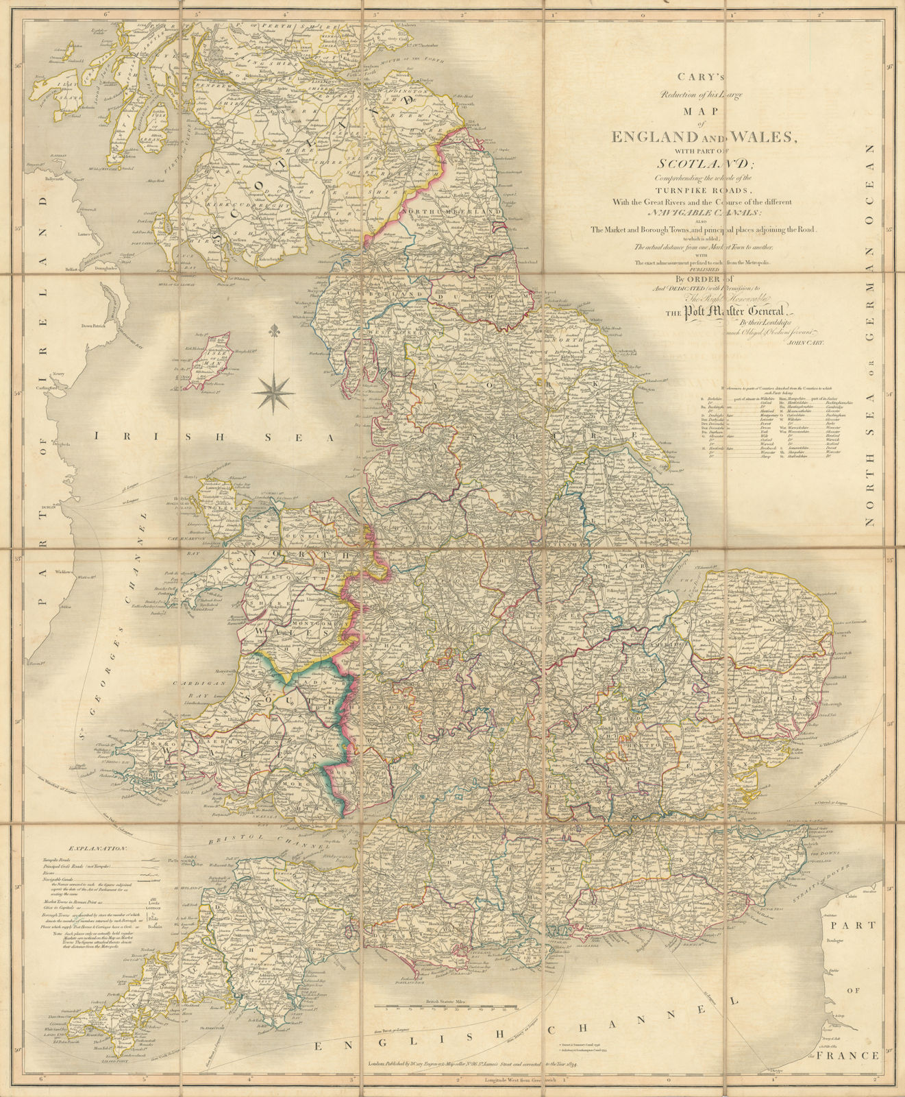 Associate Product 'Cary's reduction of his large map of England & Wales'. Turnpikes canals &c 1834