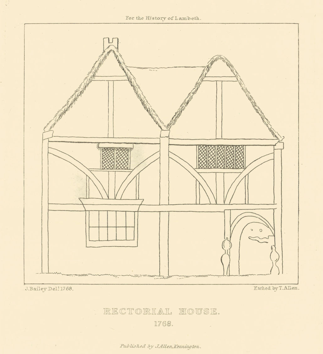 Rectorial House, Church Street [now Lambeth Road], Lambeth 1768 1827 old print