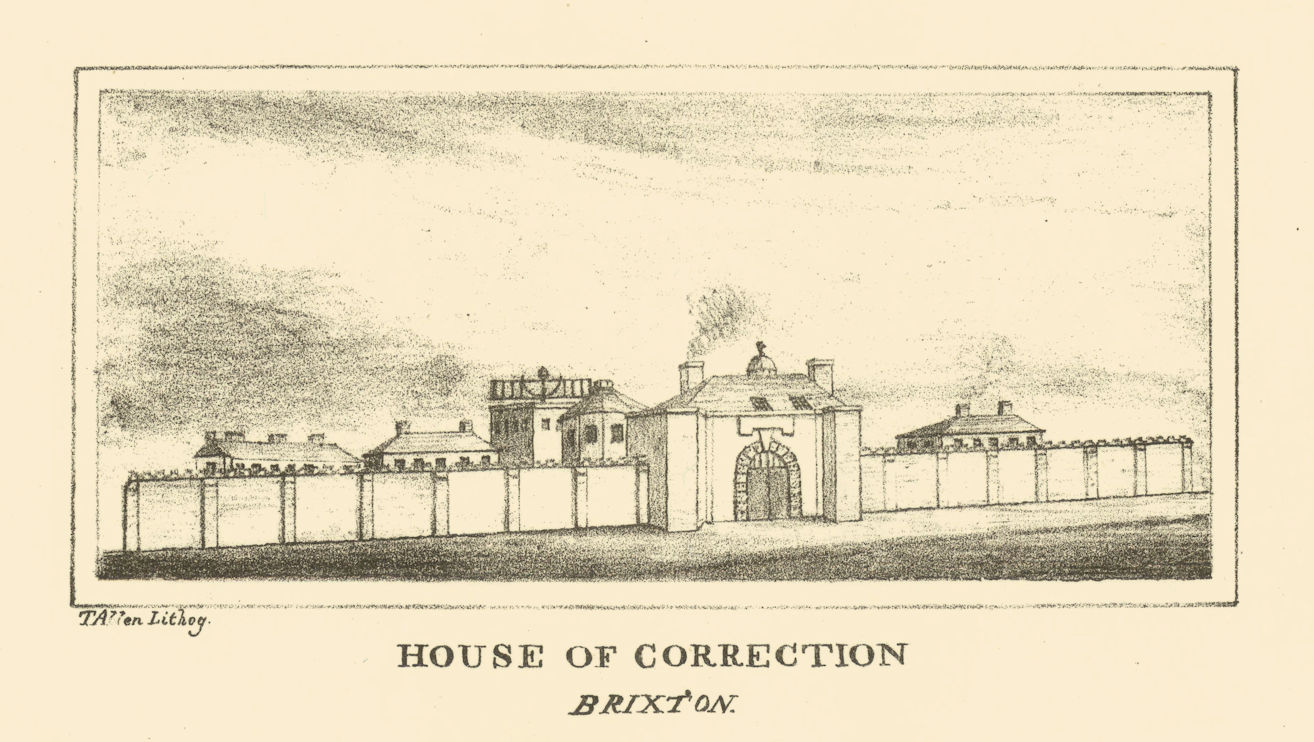 Surrey House of Correction, Brixton Prison. Opened 1820. 1827 old print
