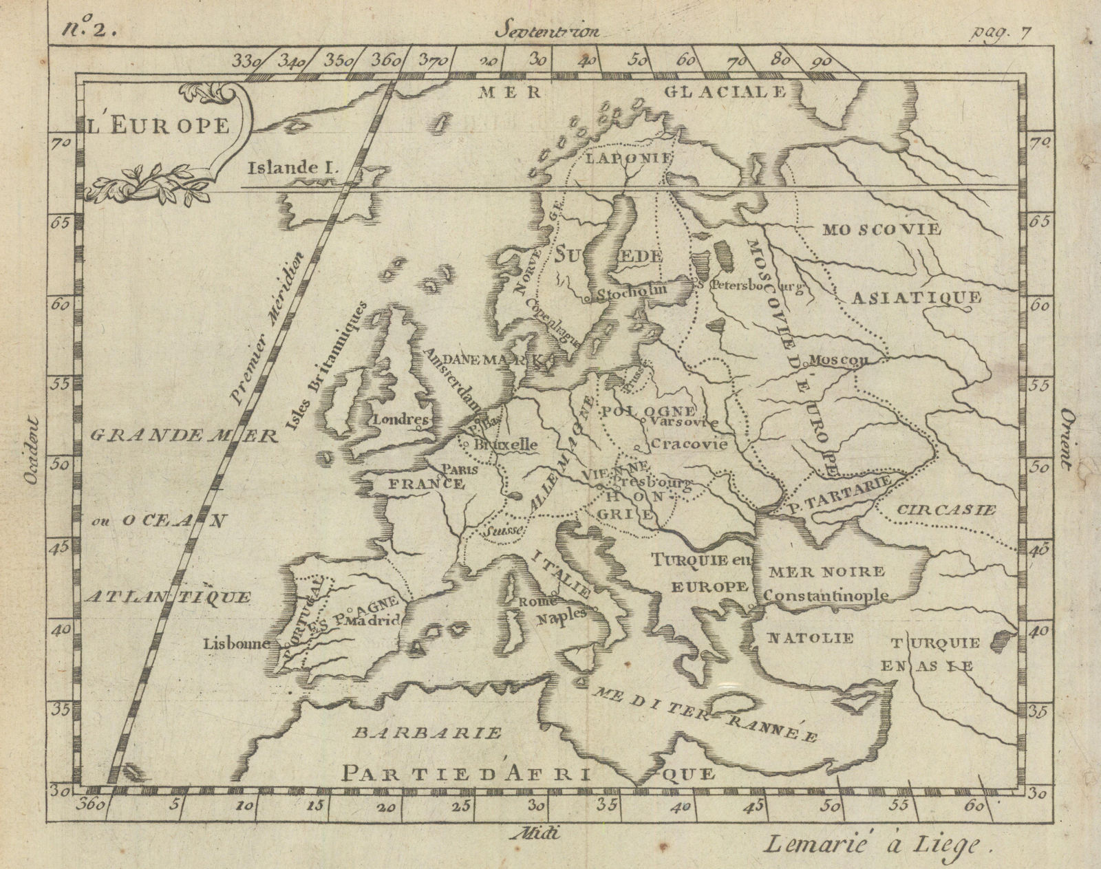 L'Europe. Ferro/El Hierro Meridien. BUFFIER c1818 old antique map plan chart