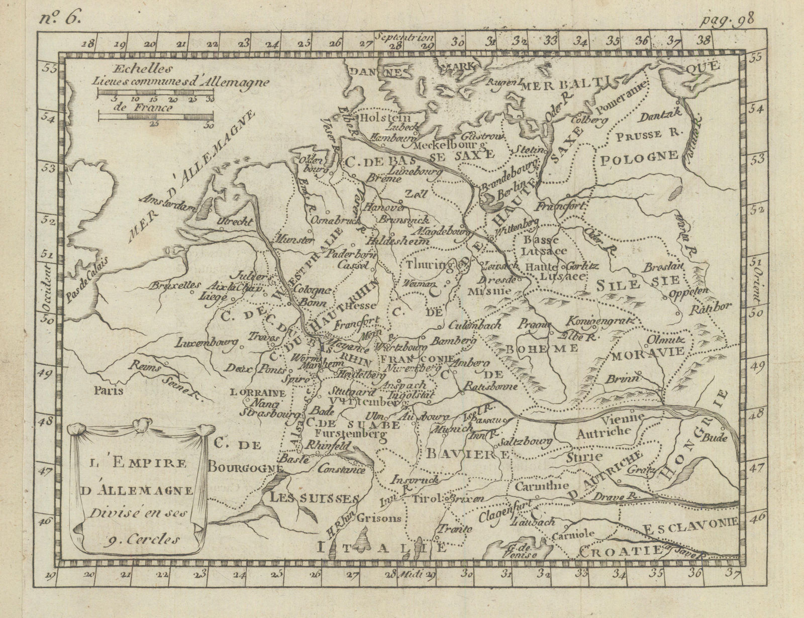 L'Empire D'Allemagne Divisé en ses 9 Cercles. Germany. BUFFIER c1818 old map