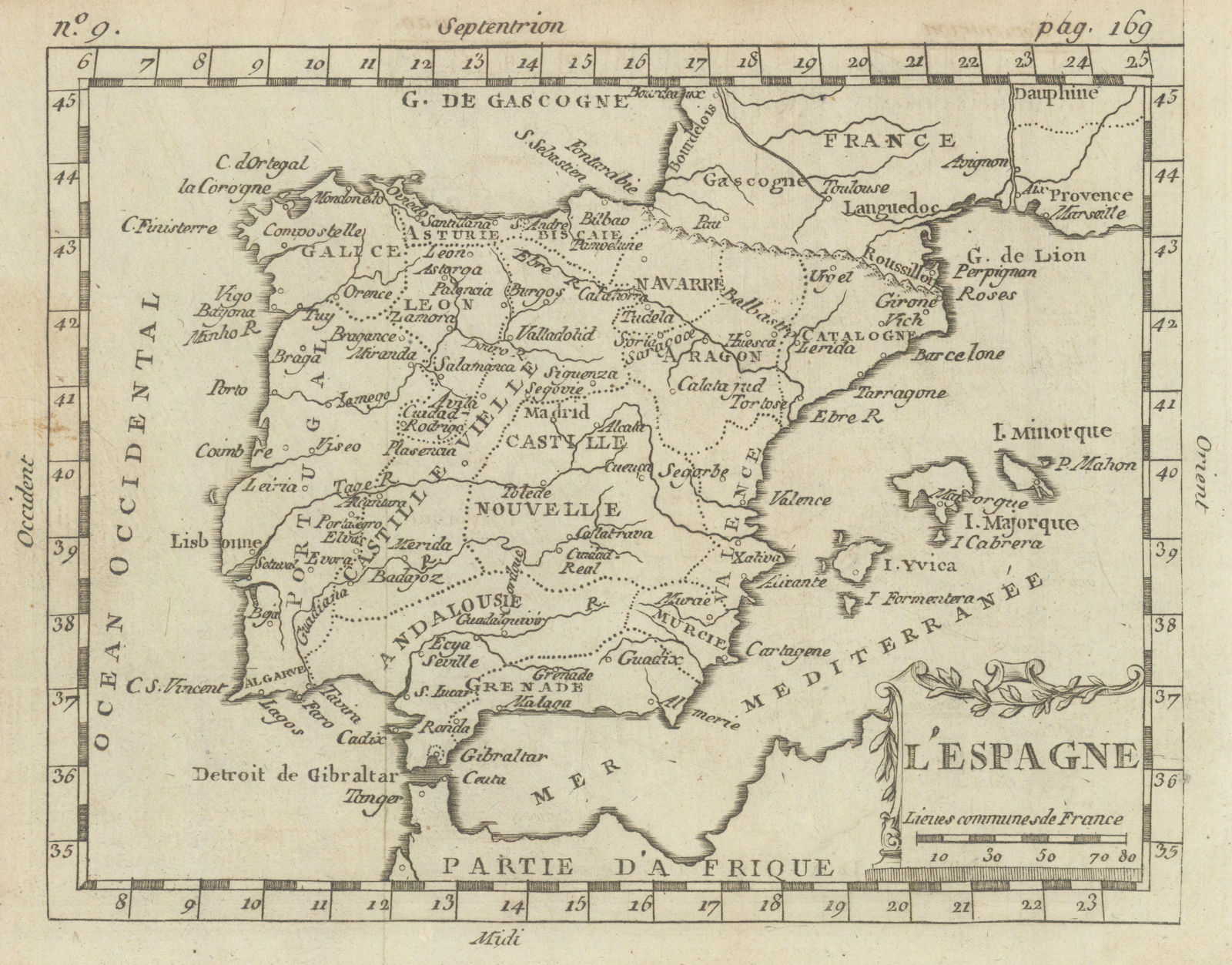 L'Espagne. Spain & Portugal. Iberia. BUFFIER c1818 old antique map plan chart