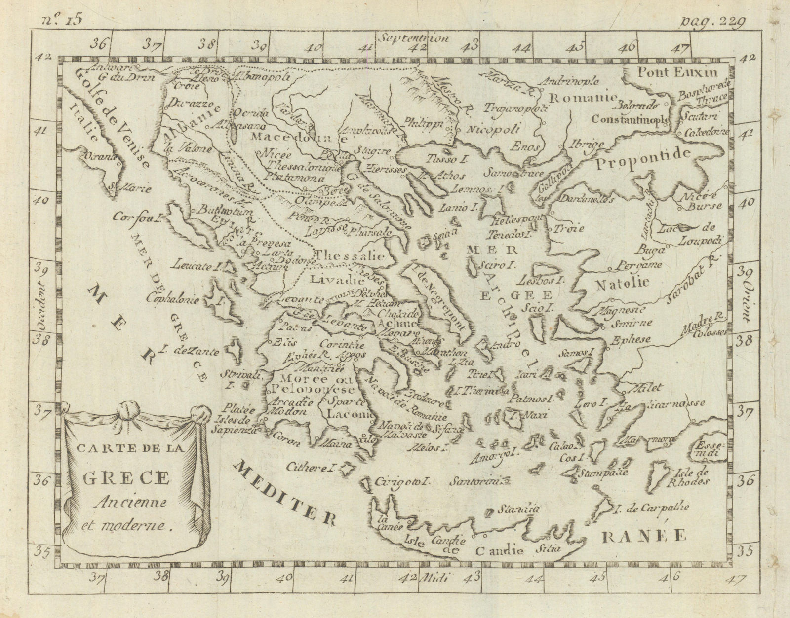 Carte de la Grece Ancienne et moderne. Greece & Aegean. BUFFIER c1818 old map