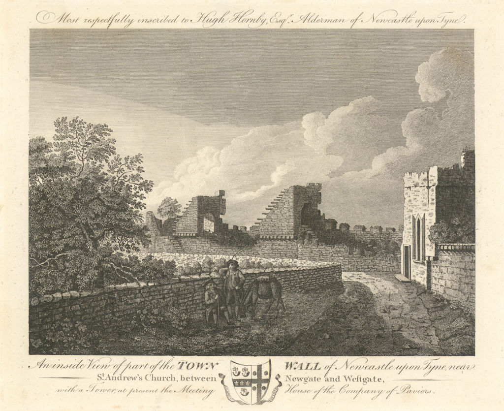 A view of the Town Wall of Newcastle upon Tyne, near St. Andrew's Church 1789
