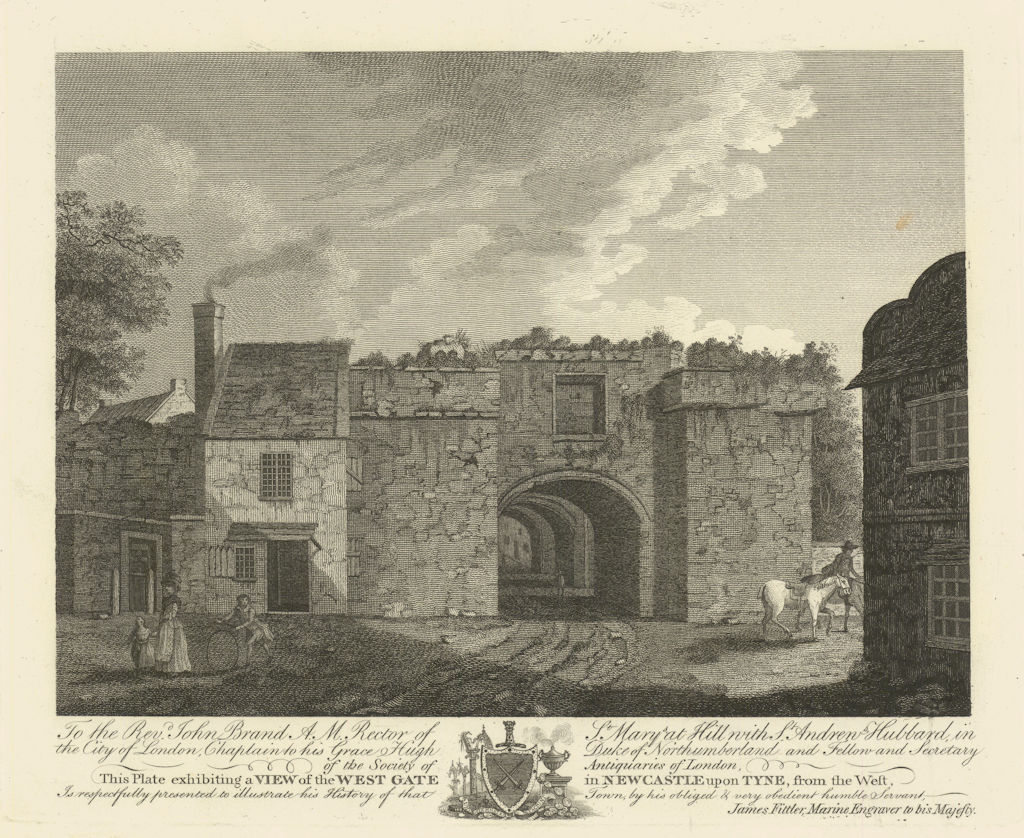A View of the West Gate in Newcastle upon Tyne, from the West 1789 old print
