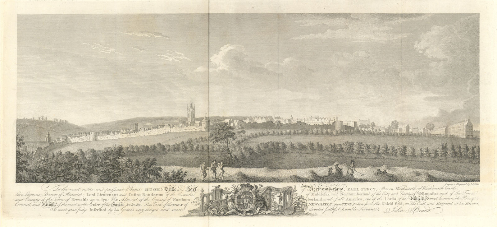 View of the Newcastle upon Tyne, from the Shieldfield, in the East 1789 print