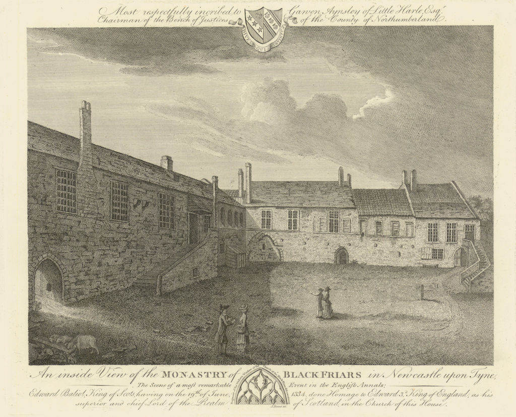 Blackfriars Monastery, Newcastle upon Tyne 1789 old antique print picture