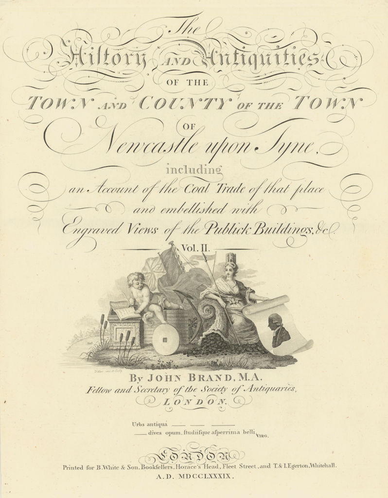 Title Page. History & Antiquities of Newcastle upon Tyne. Volume 2.  Brand 1789