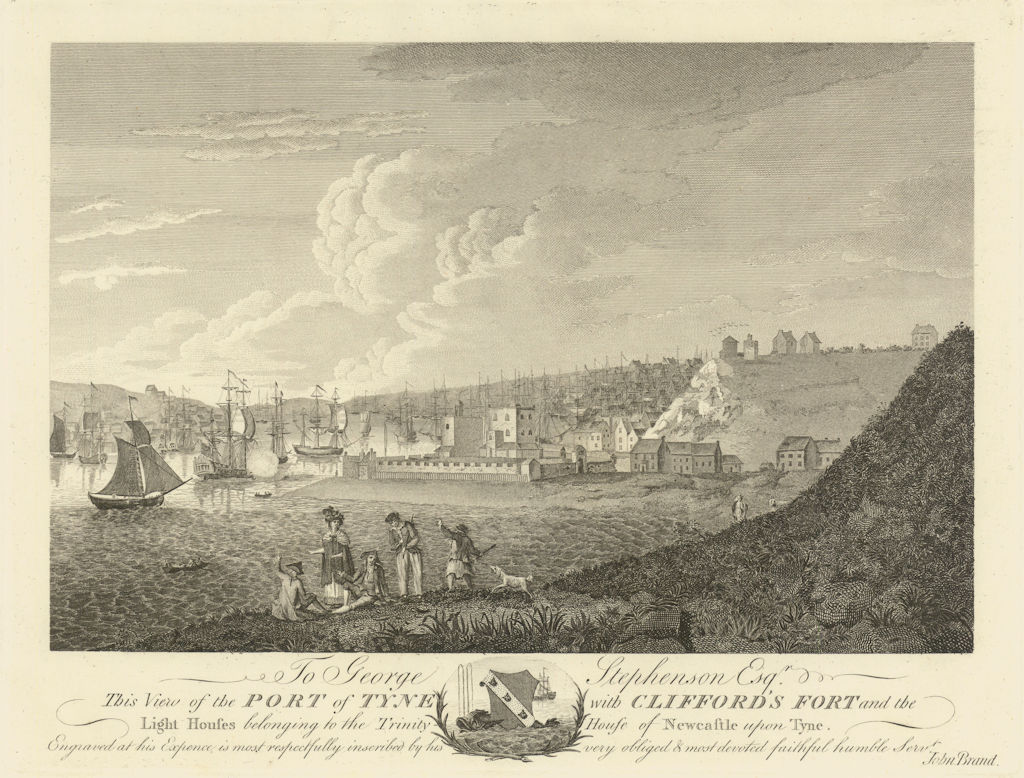 North Shields. Port of Tyne, Clifford's Fort & Trinity House lighthouses 1789