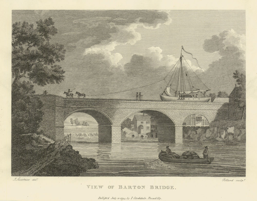 Barton Bridge (Aqueduct). Bridgewater Canal over Irwell, Lancashire. Aikin 1795
