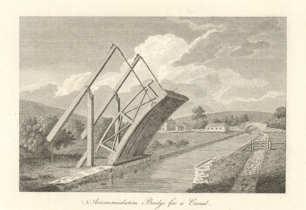 Accommodation Bridge for a Canal. Aikin 1795 old antique vintage print picture