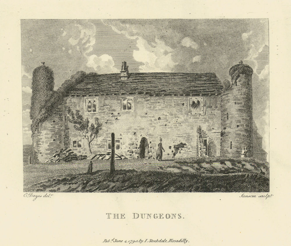 The Dungeons, Ashton-under-Lyne, Lancashire. Aikin 1795 old antique print