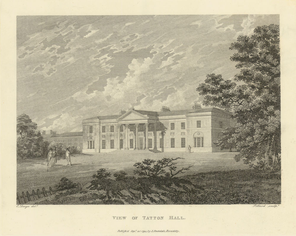 View of Tatton Hall, Cheshire. Aikin 1795 old antique vintage print picture