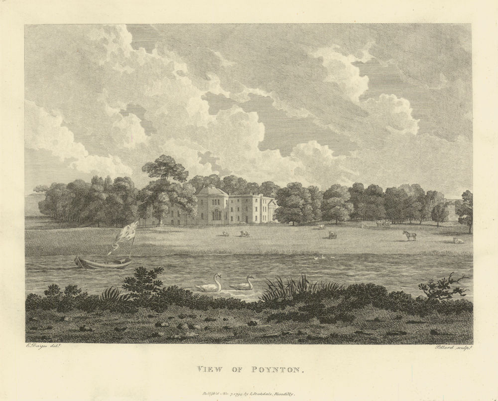 View of Poynton, Cheshire. Aikin 1795 old antique vintage print picture
