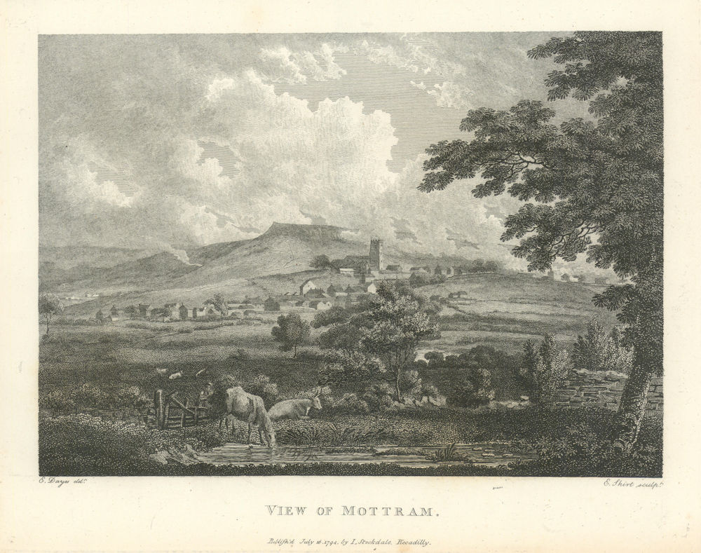 View of Mottram, Cheshire. Aikin 1795 old antique vintage print picture