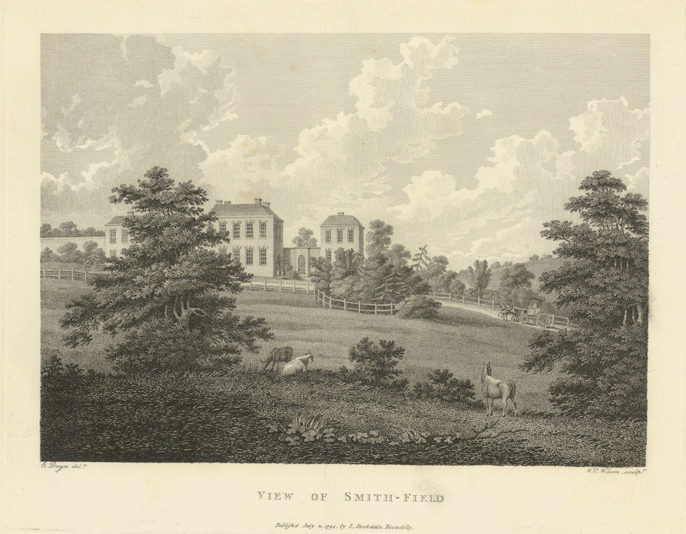 View of Smith Field (Smithfield), Stoke-on-Trent, Staffordshire. Aikin 1795