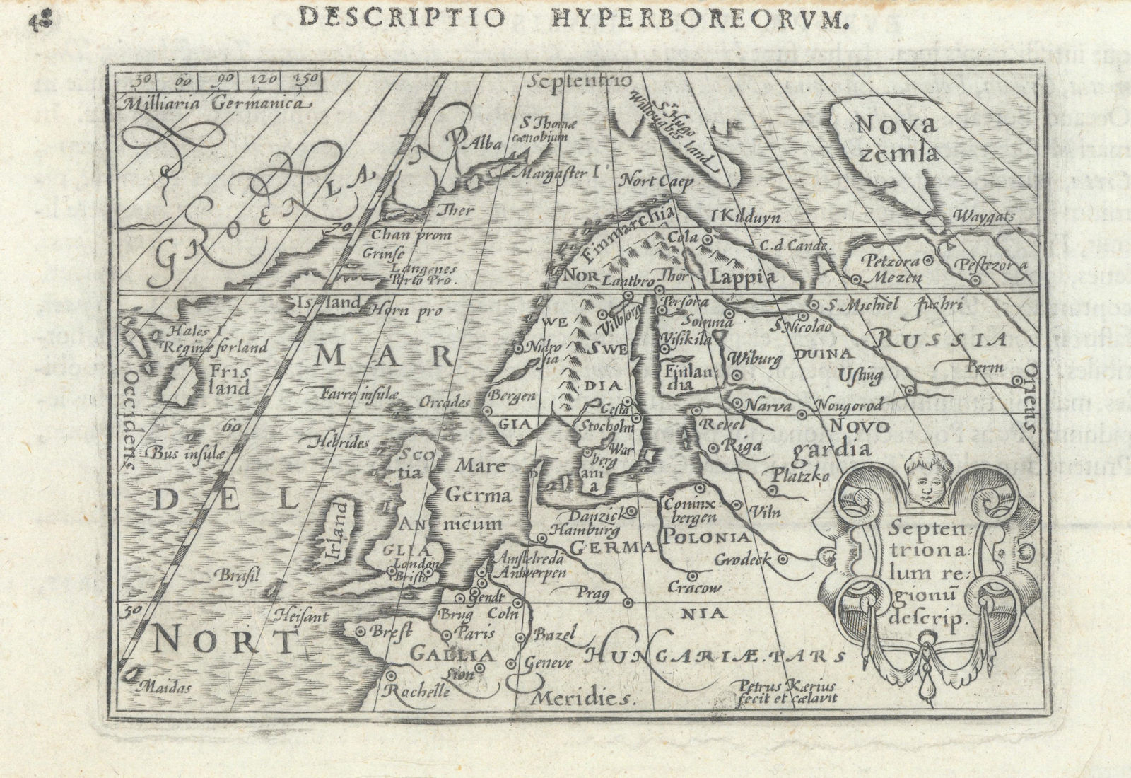 Hyperboreorum/Septentrionalum regionum. Bertius/Langenes. Europe Arctic 1603 map