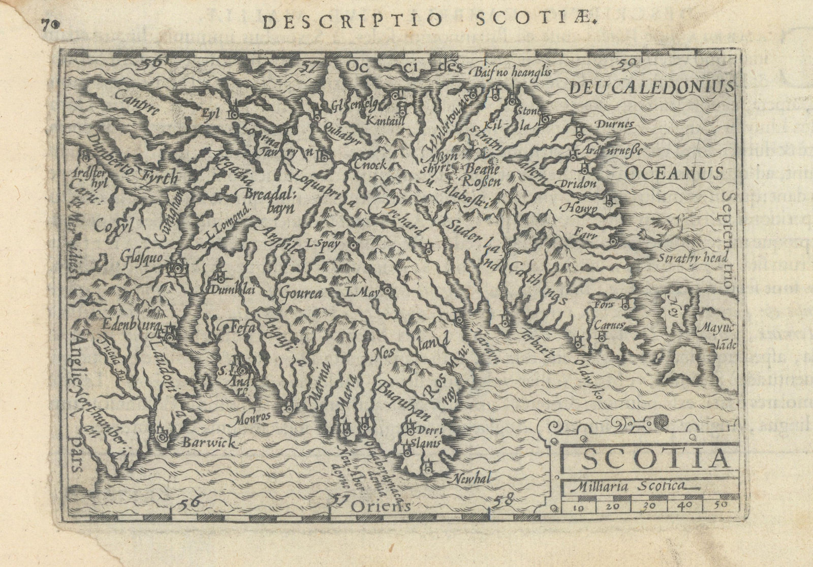Descriptio Scotiae / Scotia by Bertius / Langenes. Scotland 1603 old map