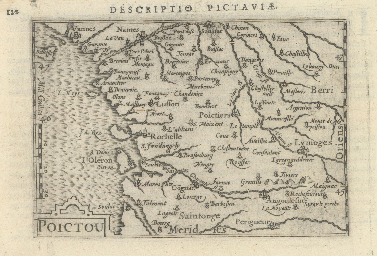 Pictaviae / Poictou by Bertius / Langenes. Poitou Charentes Ré Oleron  1603 map