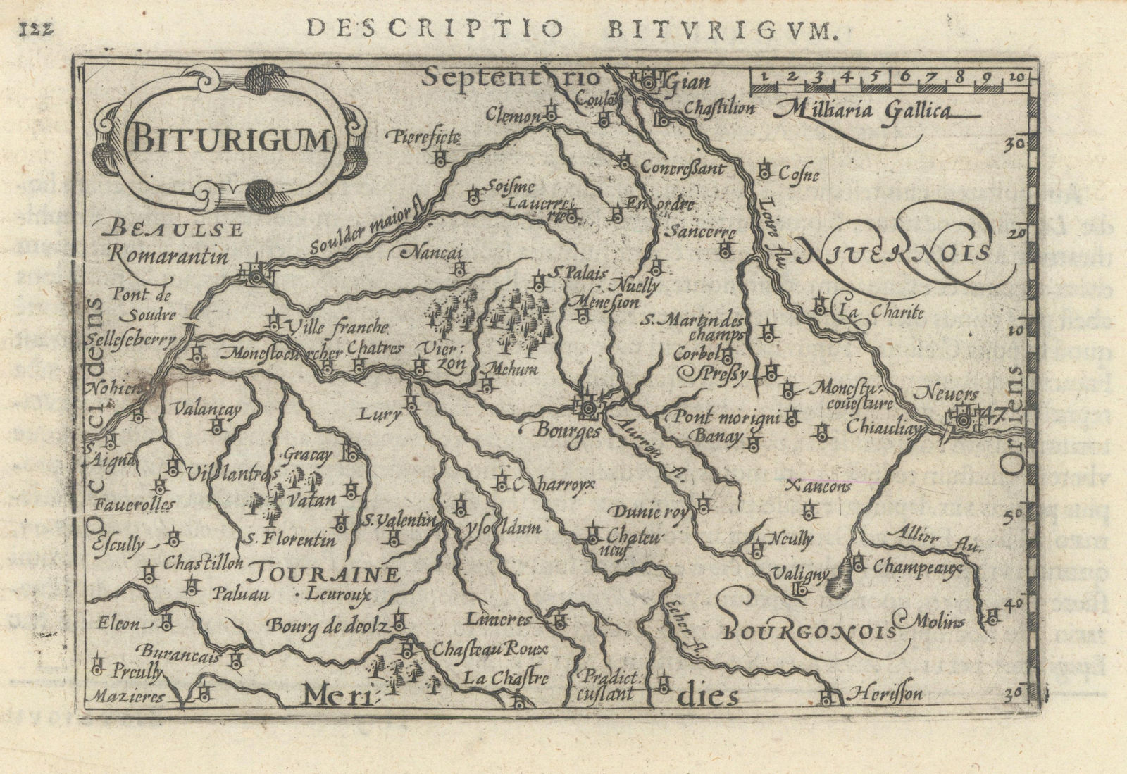 Biturigum / Biturigum by Bertius/Langenes. Berry, France. Indre & Cher 1603 map