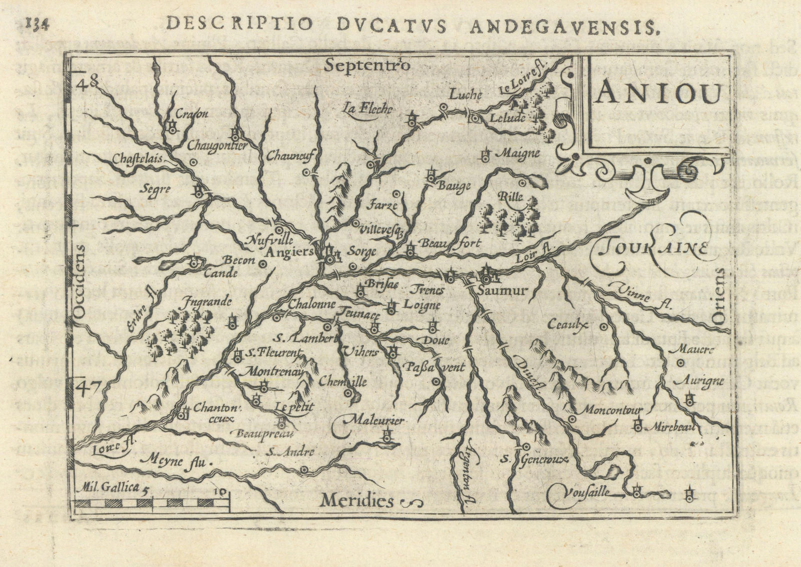 Ducatus Andegavensis / Aniou by Bertius / Langenes. The Duchy of Anjou 1603 map