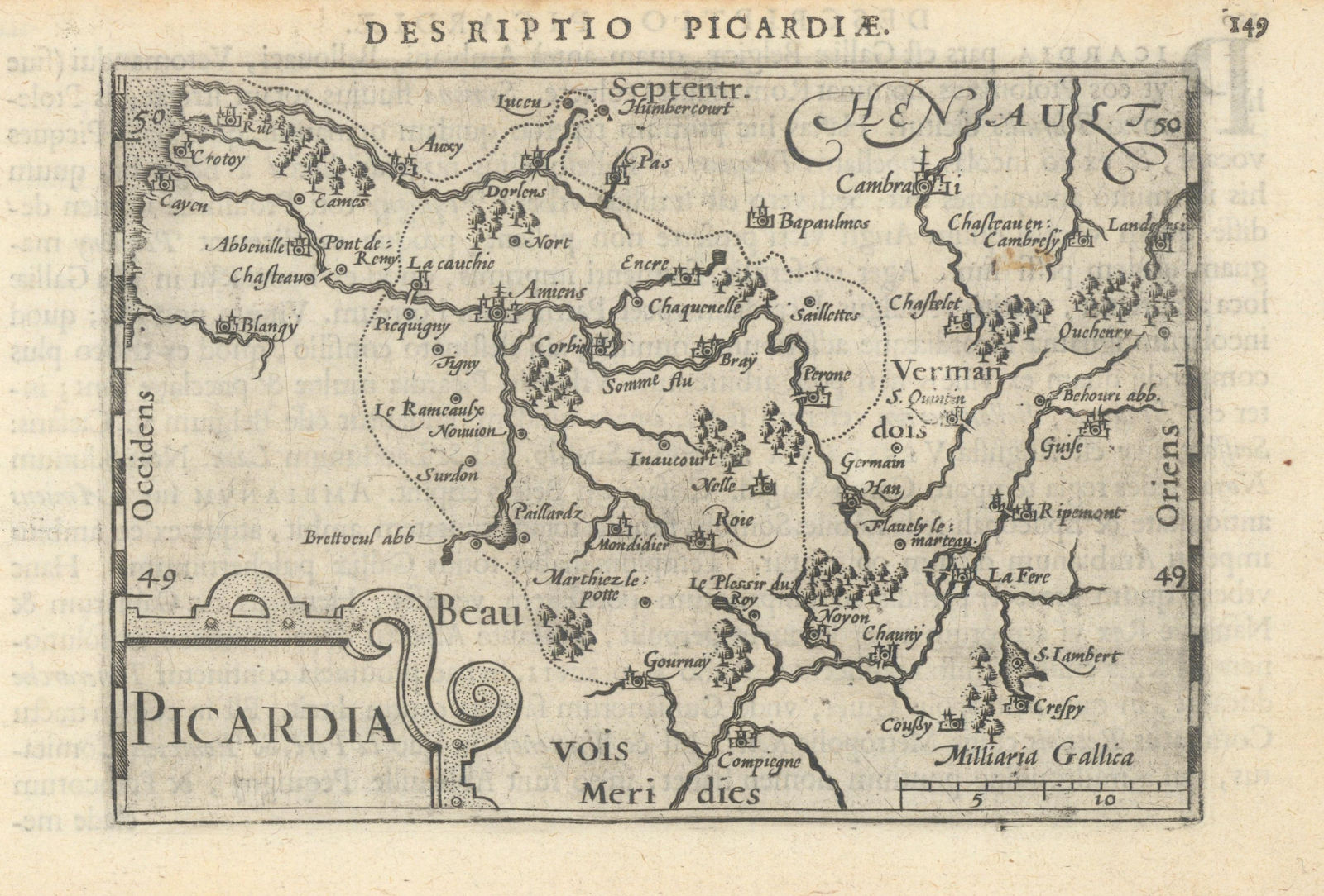 Picardiae / Picardia by Bertius / Langenes. Picardy Picardie 1603 old map
