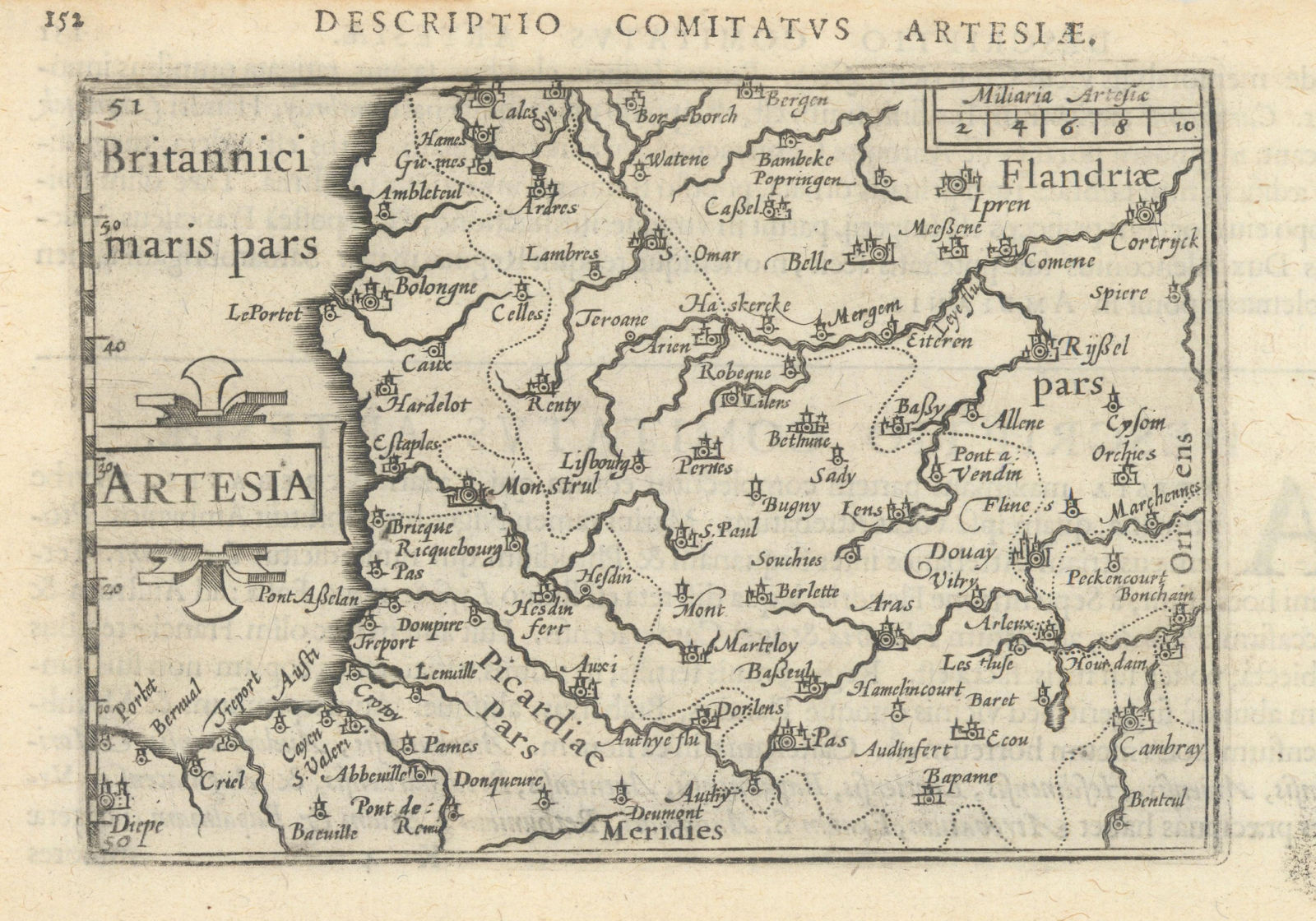 Comitatus Artesiae / Artesia by Bertius / Langenes. Comté d'Artois 1603 map