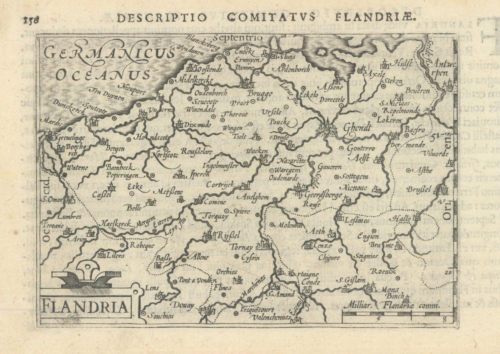 Comitatus Flandriae / Flandria by Bertius/Langenes. County of Flanders 1603 map