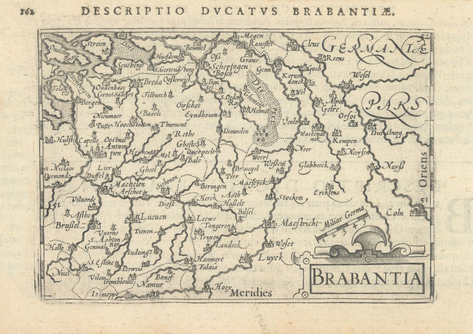 Ducatus Brabantiae / Brabantia by Bertius / Langenes. Duchy of Brabant 1603 map