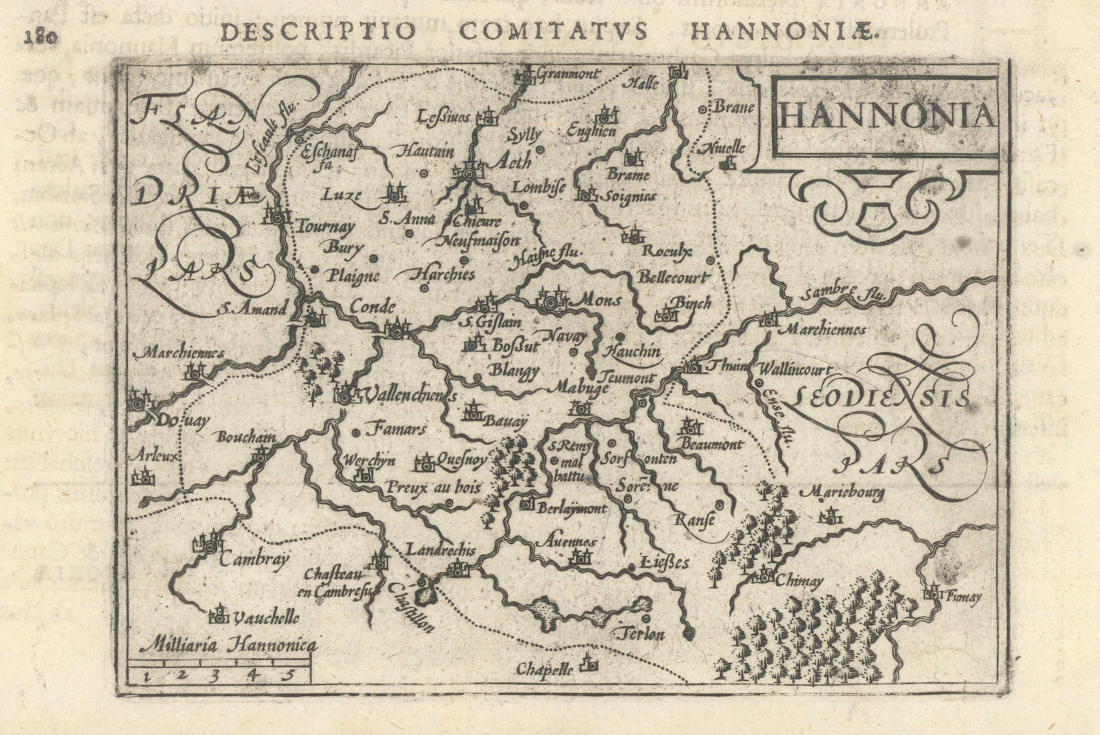 Comitatus Hannoniae / Hannonia by Bertius / Langenes. County of Hainaut 1603 map