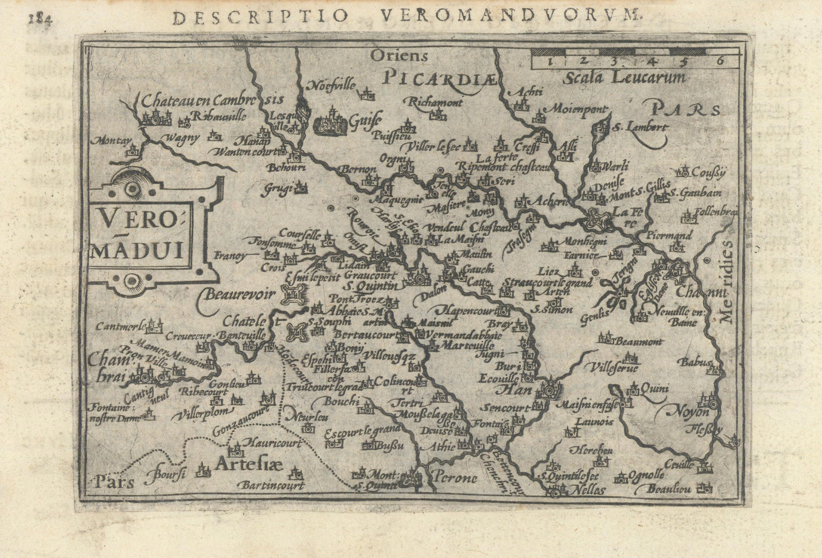Veromanduorum / Veromandui by Bertius/Langenes. Vermandois Aisne/Somme 1603 map