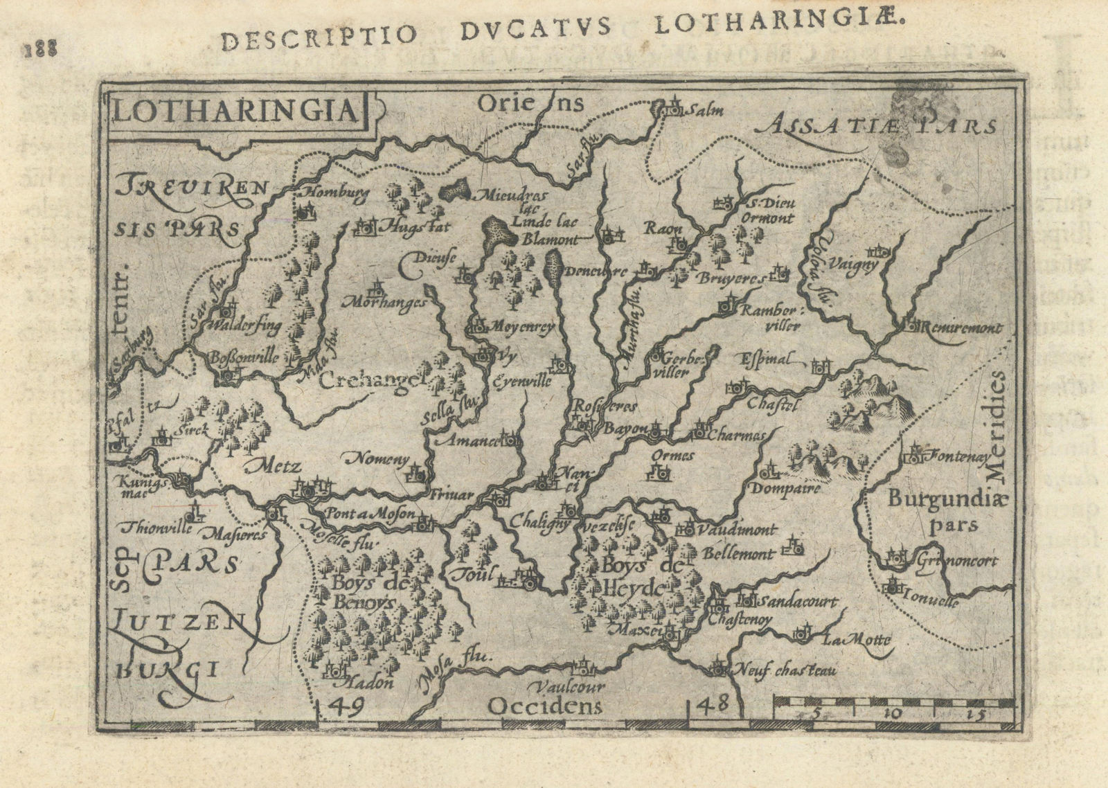 Ducatus Lotharingiae/Lotharingia by Bertius/Langenes. Duchy of Lorraine 1603 map