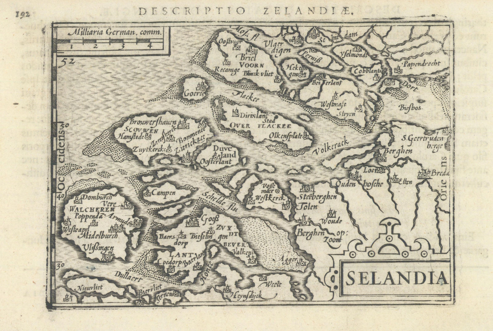 Zelandiae / Selandia by Bertius / Langenes. Zeeland, Netherlands 1603 old map