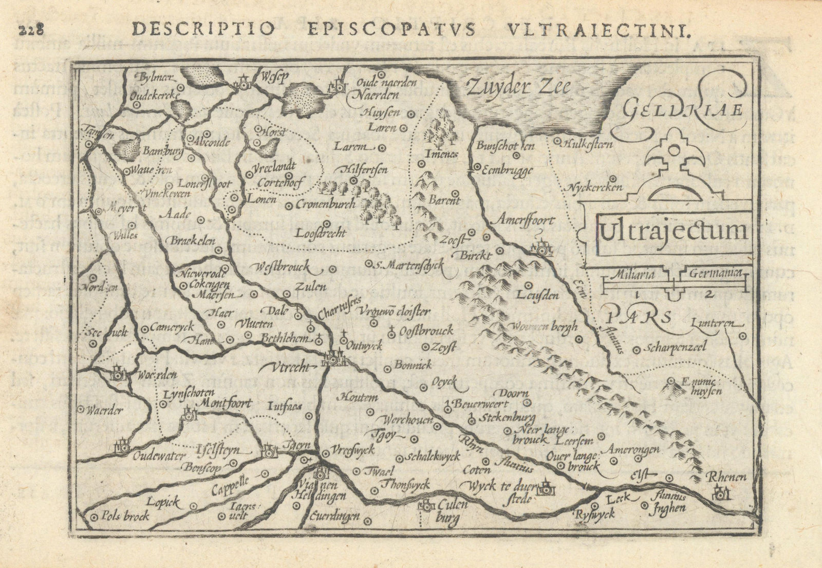 Episcopatus Ultraiectini / Ultrajectum by Bertius / Langenes. Utrecht 1603 map