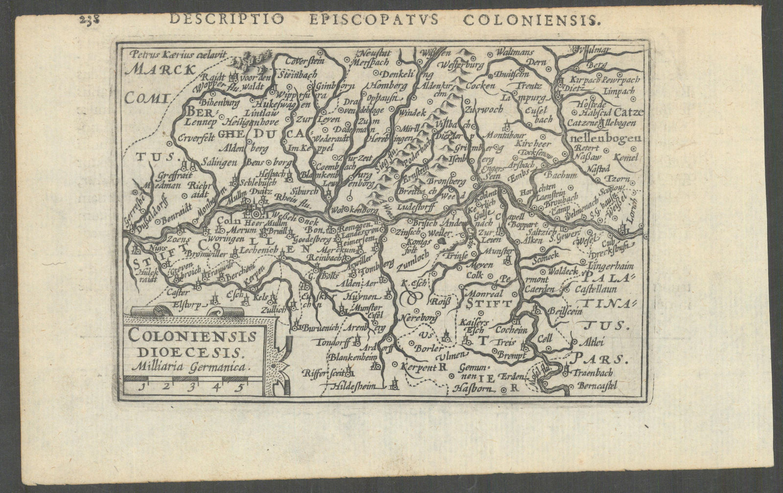 Coloniensis Diocesis by Bertius / Langenes. The Diocese of Cologne 1603 map