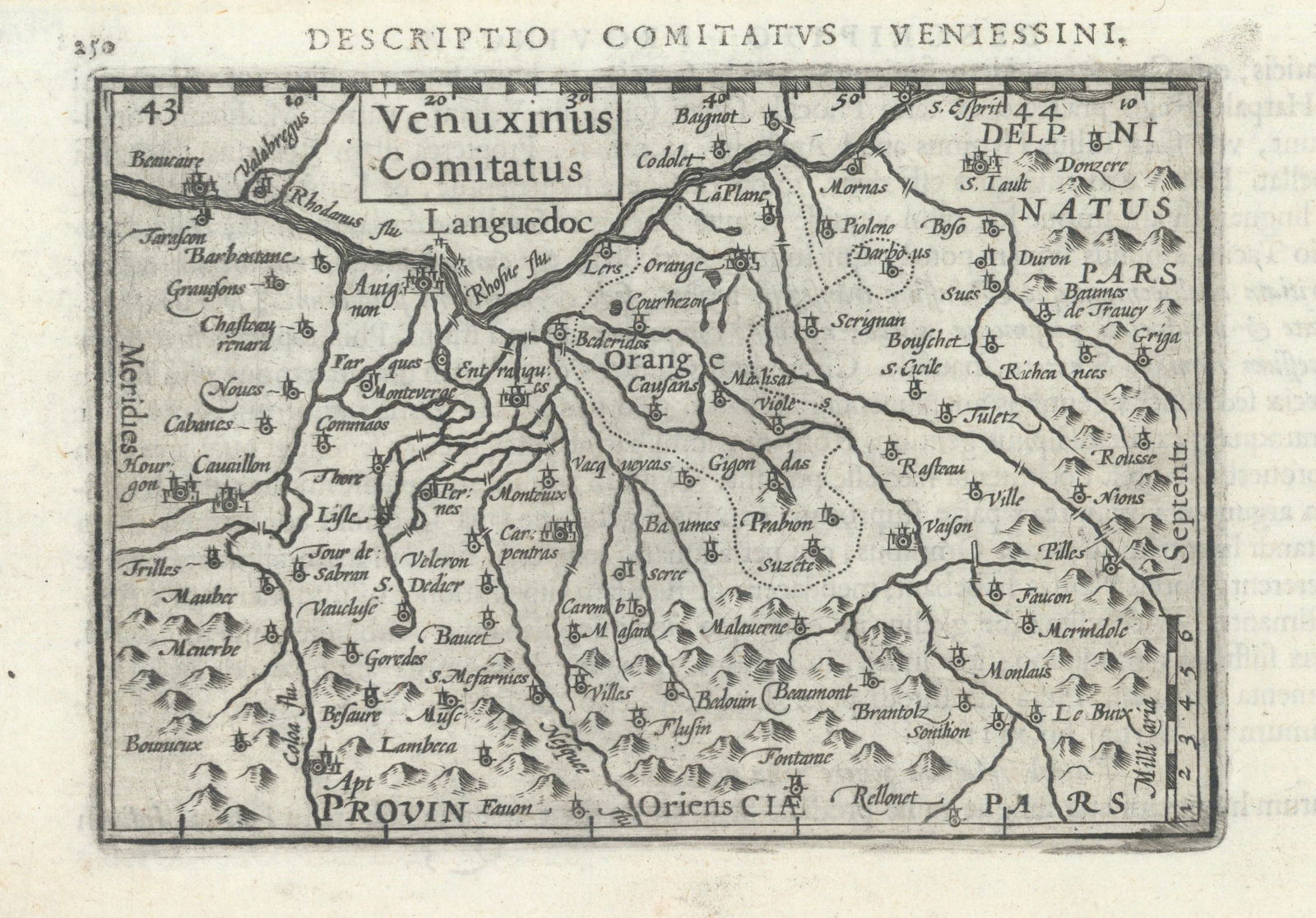 Venuxinus Comitatus by Bertius / Langenes. Comtat Venaissin, Provence 1603 map