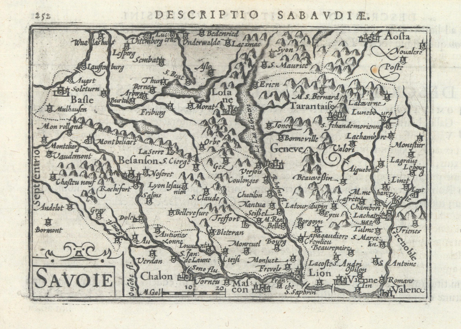 Sabavdiae / Savoie by Bertius / Langenes. Savoy & Franche-Comté 1603 old map