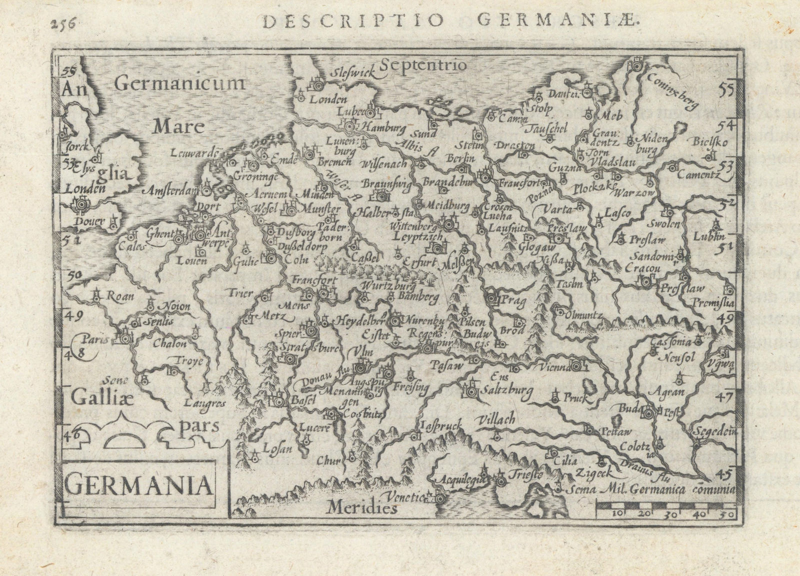 Germaniae / Germania by Bertius / Langenes. Germany & Central Europe 1603 map