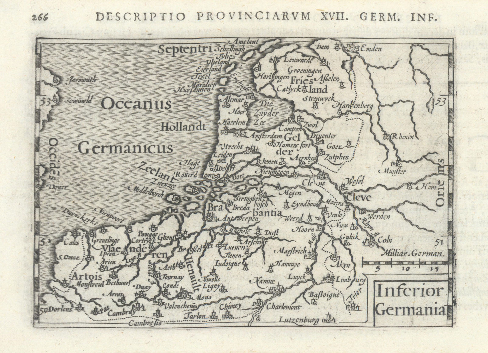 Inferior Germania by Bertius / Langenes. Benelux Netherlands Belgium 1603 map