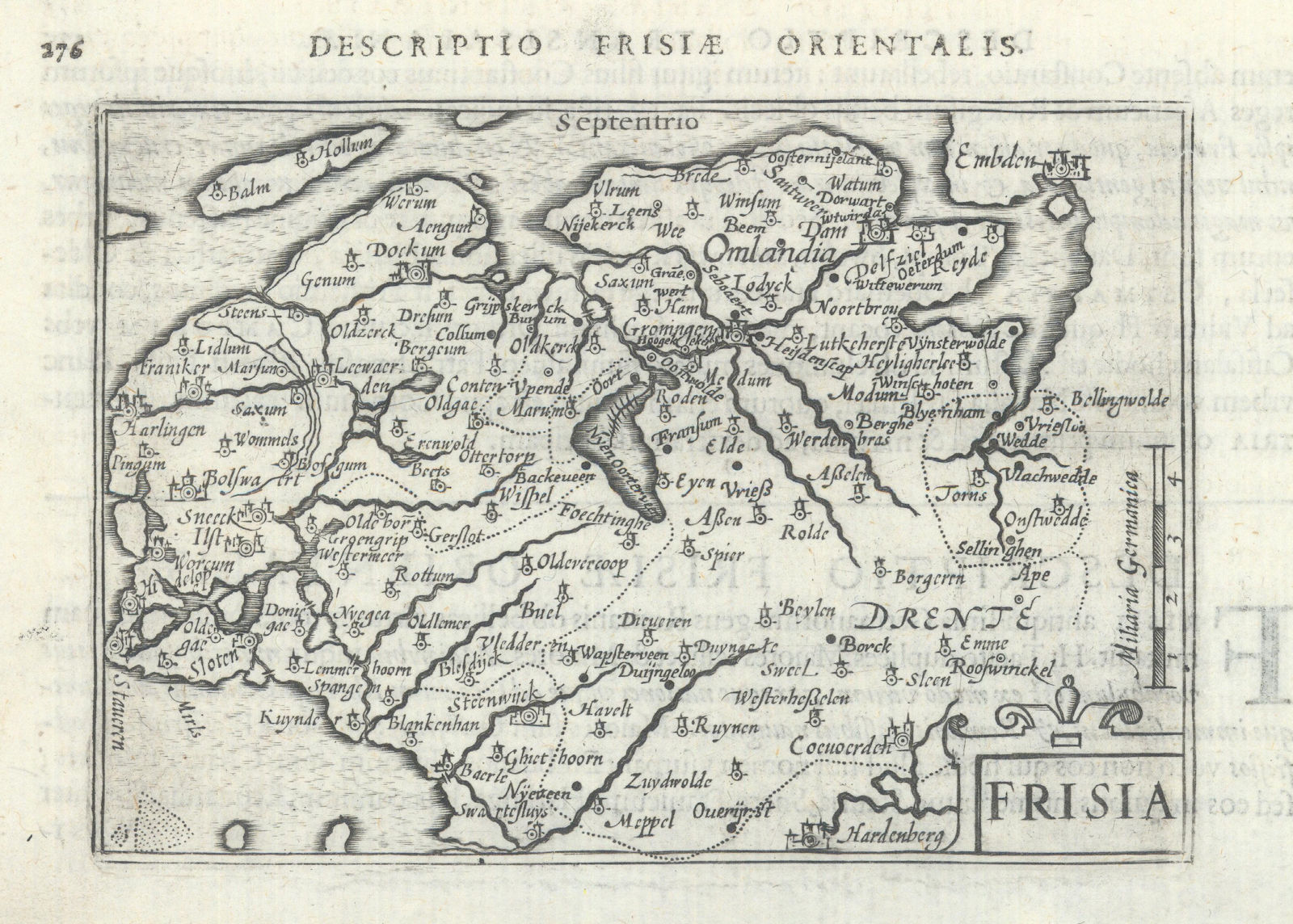Frisia by Bertius/Langenes. Friesland, Groningen & Drenthe. Netherlands 1603 map