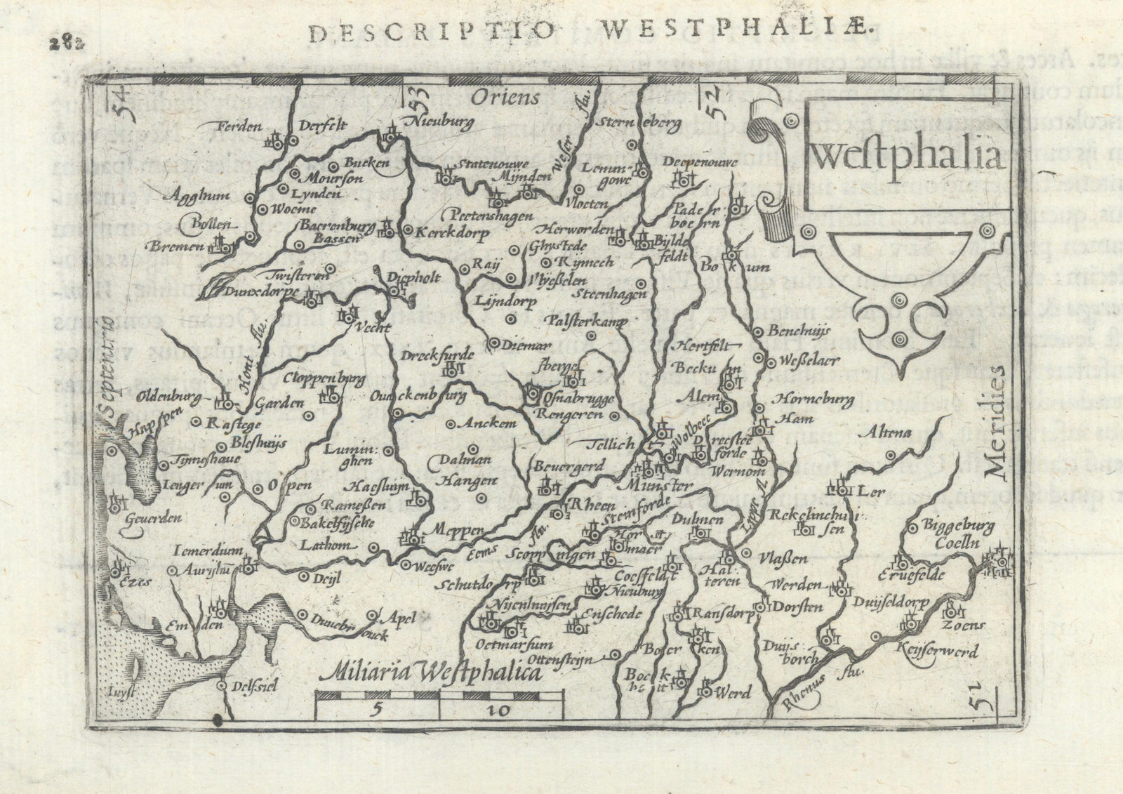 Westphaliae / Westphalia by Bertius/Langenes. Westphalia & Lower Saxony 1603 map