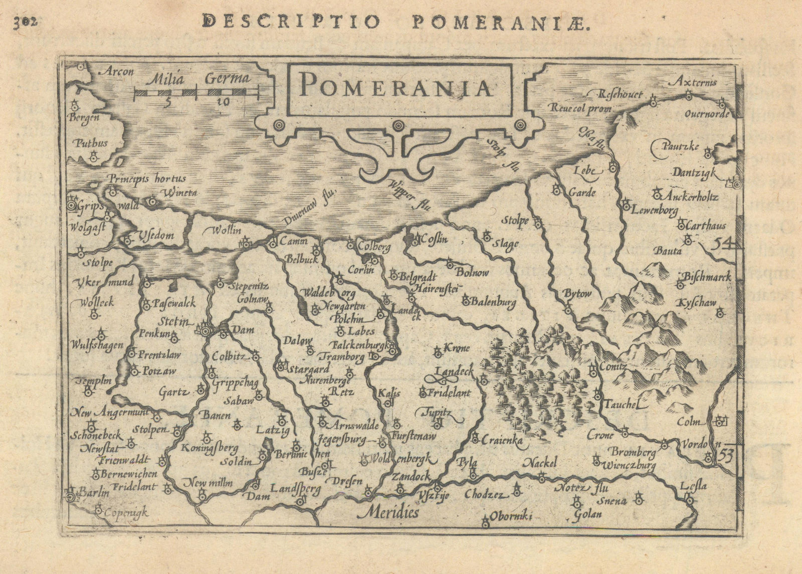 Pomeraniae / Pomerania by Bertius / Langenes. Pomerania. Germany Poland 1603 map