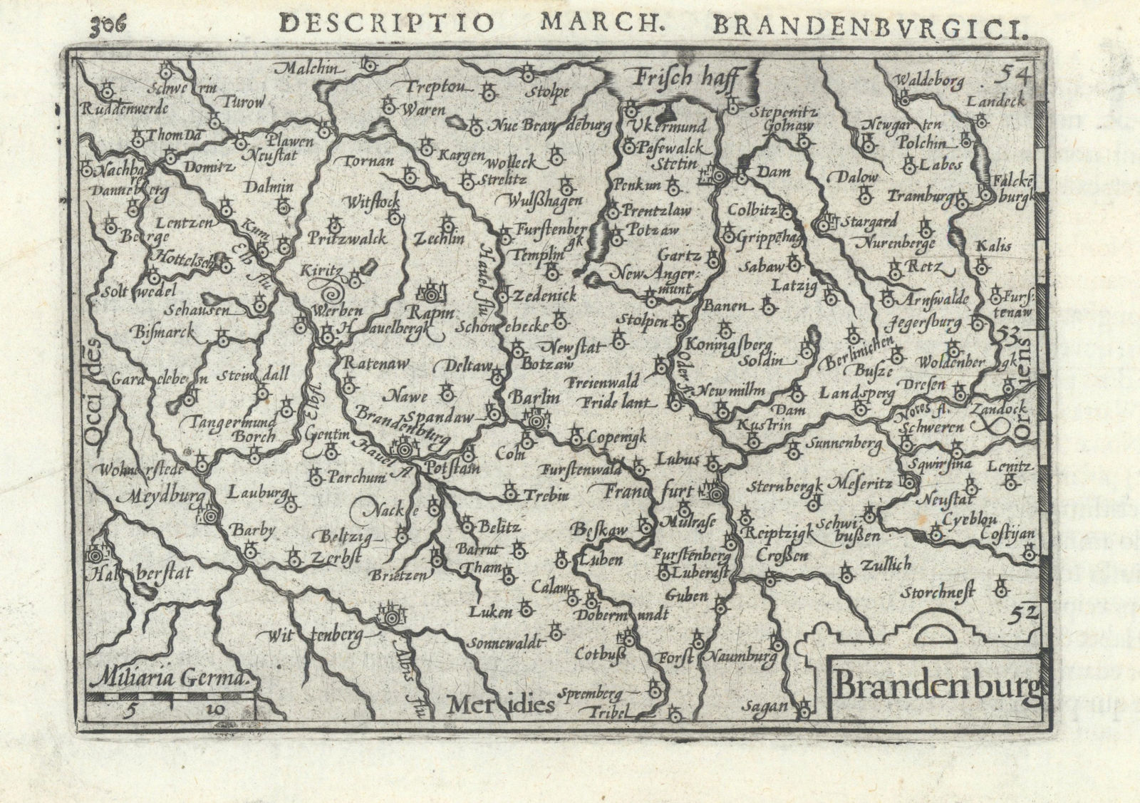Brandenburg by Bertius / Langenes. The Margraviate of Brandenburg  1603 map