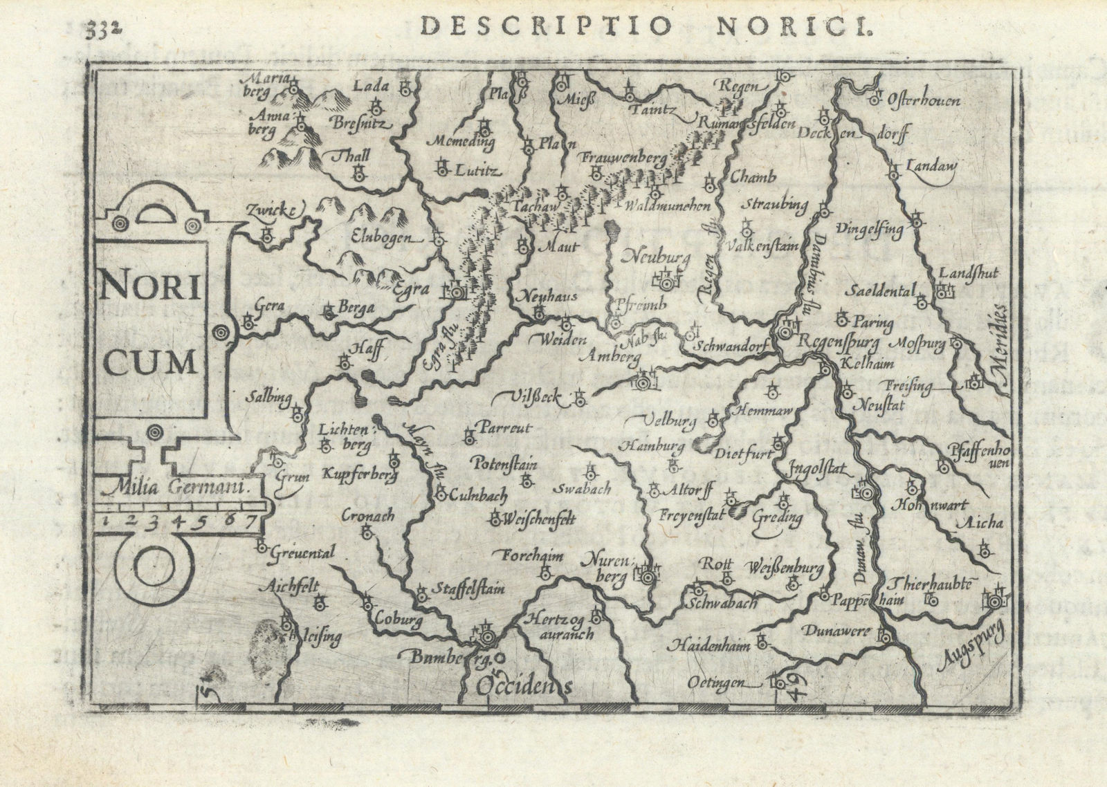 Norici / Noricum by Bertius / Langenes. South east Bavaria 1603 old map