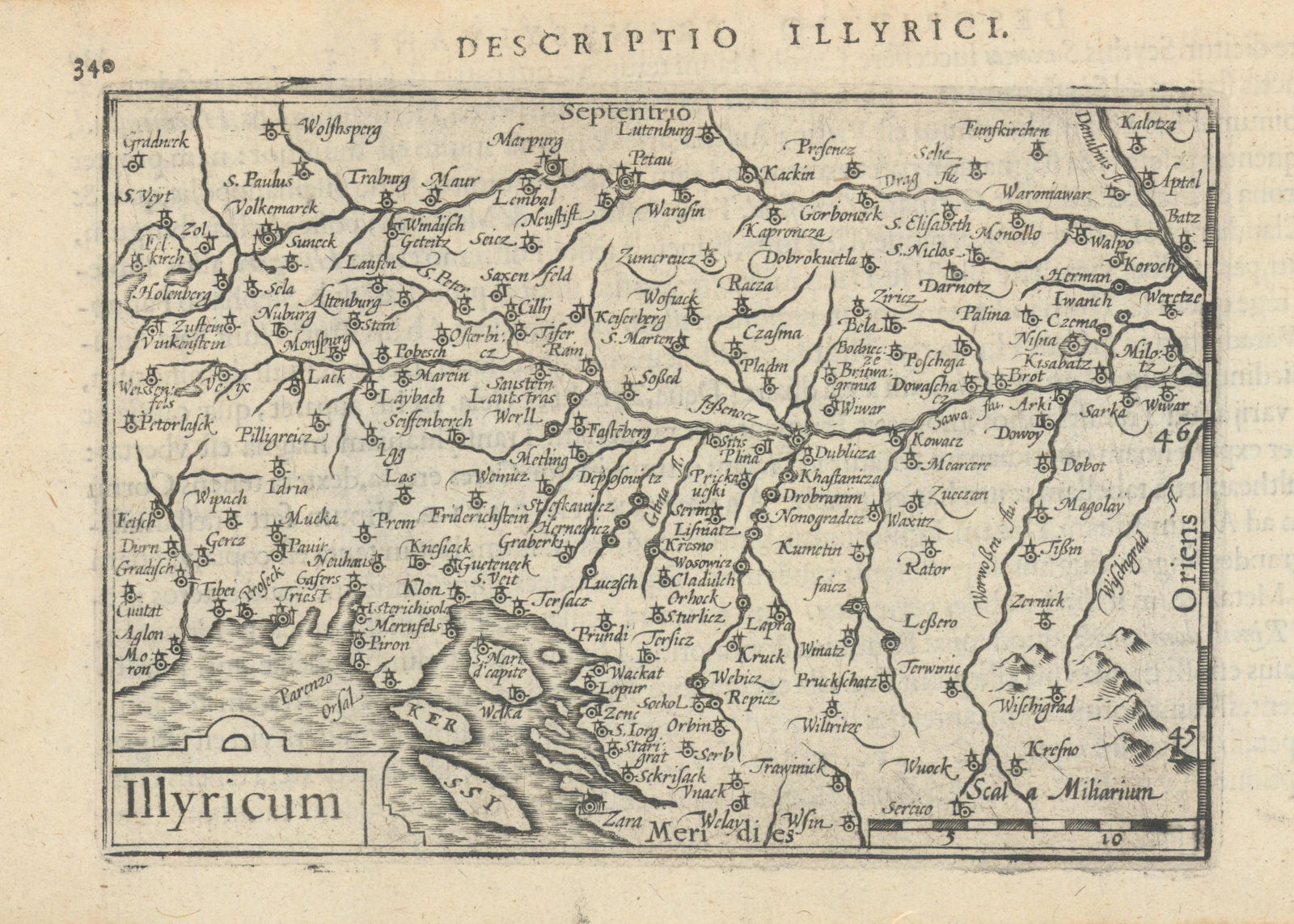 Illyrici/Illyricum by Bertius/Langenes. Illyria Croatia Balkans Bosnia 1603 map